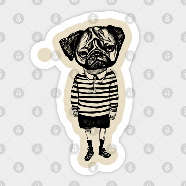 Pugsley the Pug Begging Sticker by TheWanderingFools